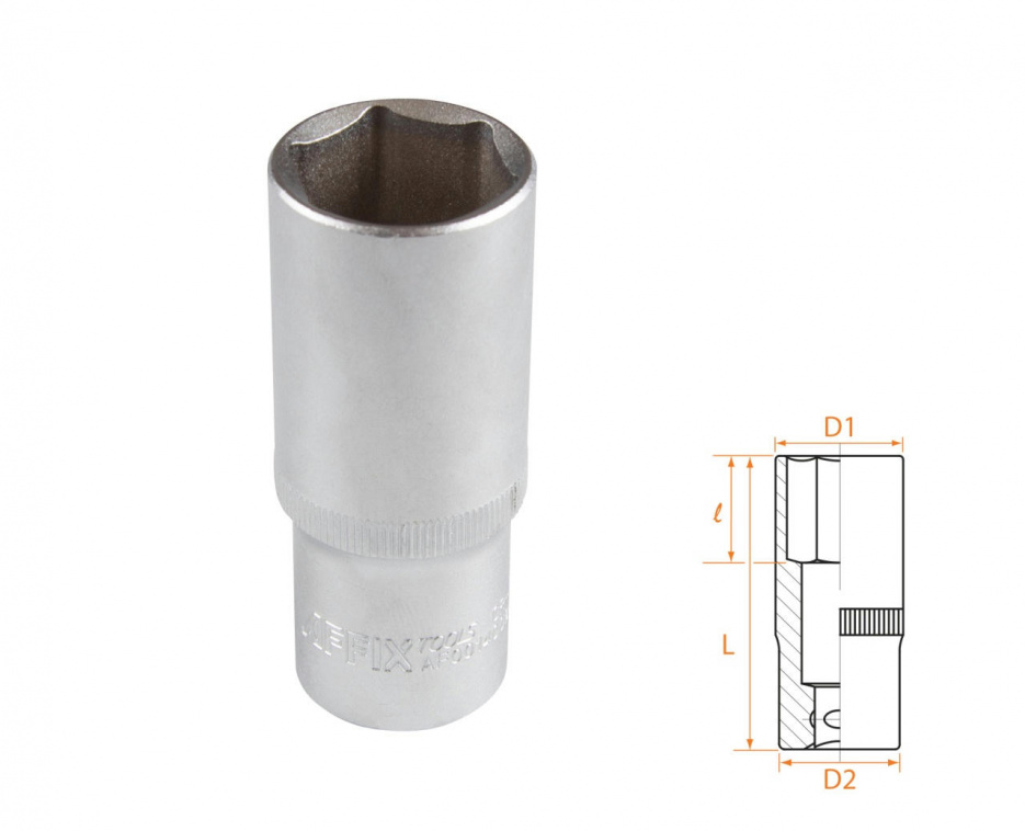 Головка торцевая глубокая шестигранная 1/2", 24 мм AFFIX AF00140024